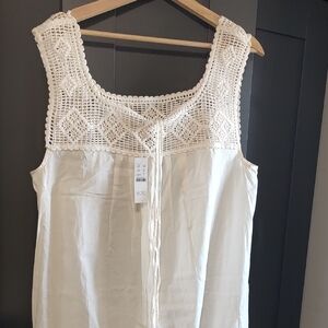 J. Crew Cream Crochet Yoke Tank Dress